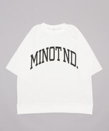 Samansa Mos2 blue | 6分袖ロゴスウェット(Tシャツ/カットソー)