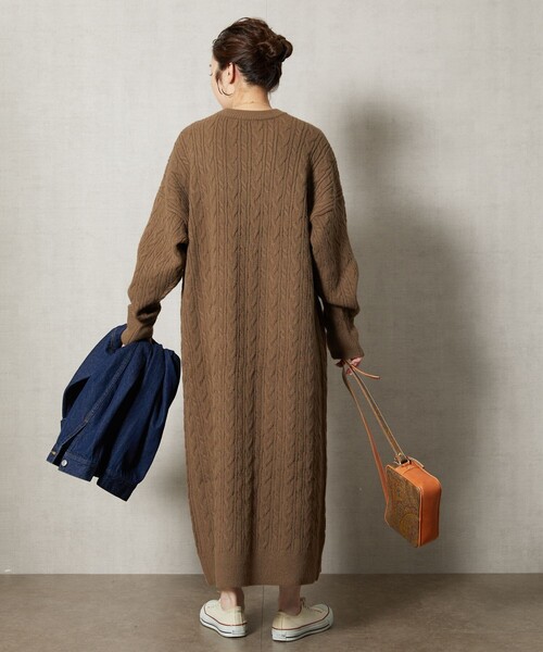 FREAK'S STORE（フリークスストア）の「【WEB限定】ケーブルニットワンピース（ワンピース・レディース・ブラック/ブラウン/グレー/オレンジ/ナチュラル・ﾌﾘ-）」の18枚目の写真