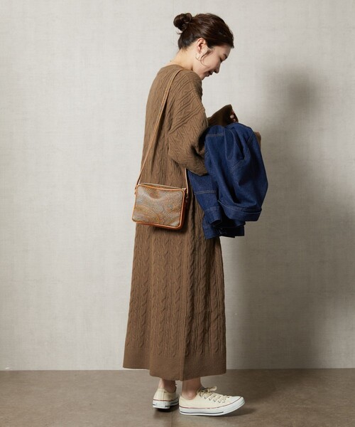 FREAK'S STORE（フリークスストア）の「【WEB限定】ケーブルニットワンピース（ワンピース・レディース・ブラック/ブラウン/グレー/オレンジ/ナチュラル・ﾌﾘ-）」の19枚目の写真