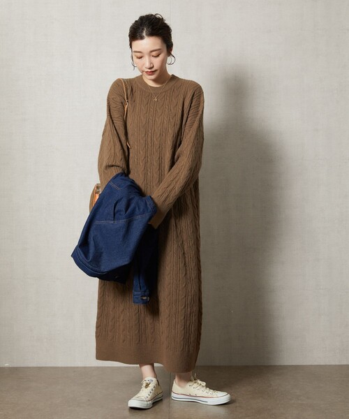 FREAK'S STORE（フリークスストア）の「【WEB限定】ケーブルニットワンピース（ワンピース・レディース・ブラック/ブラウン/グレー/オレンジ/ナチュラル・ﾌﾘ-）」の20枚目の写真