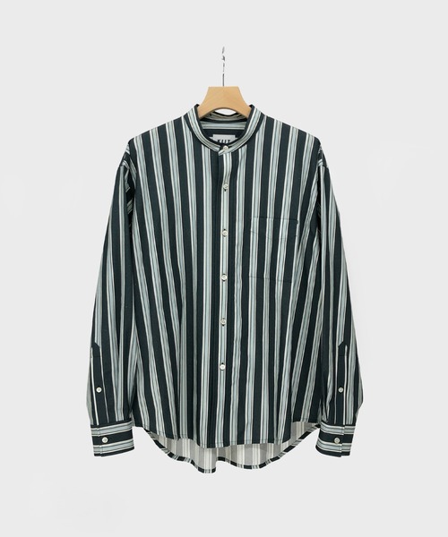 KIIT(キート)の「KIIT キート / 60/-TYPEWRITER CLOTH STRIPE PRINT OHMIZARASI FINISH 2WAY COLLAR SHIRT タイプライタークロス ストライププリント 近江晒加工 カラーシャツ / KIO-B98-012(シャツ/ブラウス・メンズ・ダークグリーン/ブルー・3/1/2)」の7枚目の写真