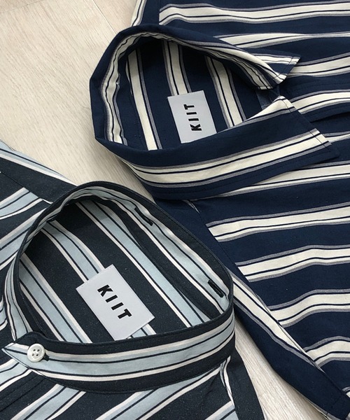 KIIT(キート)の「KIIT キート / 60/-TYPEWRITER CLOTH STRIPE PRINT OHMIZARASI FINISH 2WAY COLLAR SHIRT タイプライタークロス ストライププリント 近江晒加工 カラーシャツ / KIO-B98-012(シャツ/ブラウス・メンズ・ダークグリーン/ブルー・3/1/2)」の11枚目の写真
