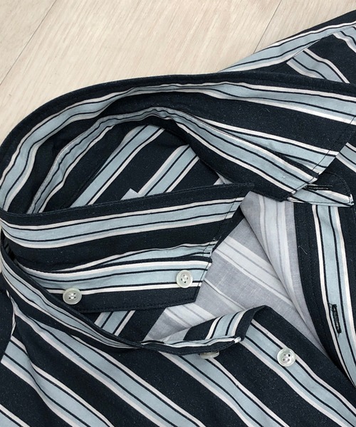 KIIT(キート)の「KIIT キート / 60/-TYPEWRITER CLOTH STRIPE PRINT OHMIZARASI FINISH 2WAY COLLAR SHIRT タイプライタークロス ストライププリント 近江晒加工 カラーシャツ / KIO-B98-012(シャツ/ブラウス・メンズ・ダークグリーン/ブルー・3/1/2)」の17枚目の写真
