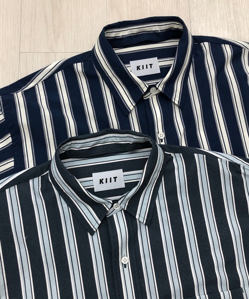 KIIT(キート)の「KIIT キート / 60/-TYPEWRITER CLOTH STRIPE PRINT OHMIZARASI FINISH 2WAY COLLAR SHIRT タイプライタークロス ストライププリント 近江晒加工 カラーシャツ / KIO-B98-012(シャツ/ブラウス・メンズ・ダークグリーン/ブルー・3/1/2)」の10枚目の写真