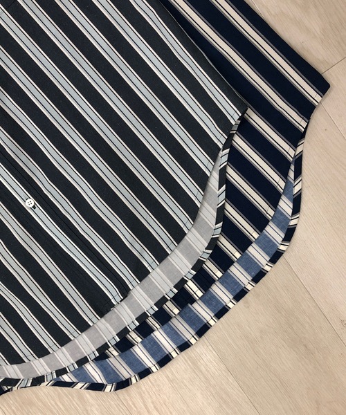 KIIT(キート)の「KIIT キート / 60/-TYPEWRITER CLOTH STRIPE PRINT OHMIZARASI FINISH 2WAY COLLAR SHIRT タイプライタークロス ストライププリント 近江晒加工 カラーシャツ / KIO-B98-012(シャツ/ブラウス・メンズ・ダークグリーン/ブルー・3/1/2)」の8枚目の写真