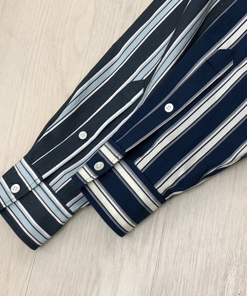 KIIT(キート)の「KIIT キート / 60/-TYPEWRITER CLOTH STRIPE PRINT OHMIZARASI FINISH 2WAY COLLAR SHIRT タイプライタークロス ストライププリント 近江晒加工 カラーシャツ / KIO-B98-012(シャツ/ブラウス・メンズ・ダークグリーン/ブルー・3/1/2)」の16枚目の写真