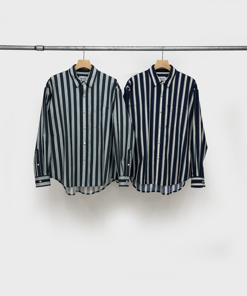 KIIT(キート)の「KIIT キート / 60/-TYPEWRITER CLOTH STRIPE PRINT OHMIZARASI FINISH 2WAY COLLAR SHIRT タイプライタークロス ストライププリント 近江晒加工 カラーシャツ / KIO-B98-012(シャツ/ブラウス・メンズ・ダークグリーン/ブルー・3/1/2)」の18枚目の写真