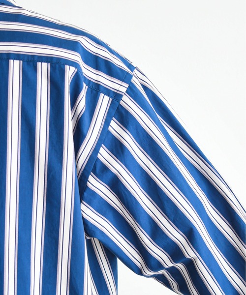 KIIT(キート)の「KIIT キート / 60/-TYPEWRITER CLOTH STRIPE PRINT OHMIZARASI FINISH 2WAY COLLAR SHIRT タイプライタークロス ストライププリント 近江晒加工 カラーシャツ / KIO-B98-012(シャツ/ブラウス・メンズ・ダークグリーン/ブルー・3/1/2)」の21枚目の写真