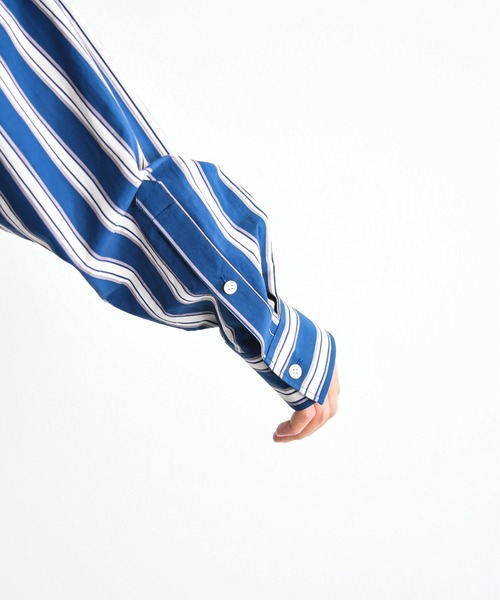 KIIT(キート)の「KIIT キート / 60/-TYPEWRITER CLOTH STRIPE PRINT OHMIZARASI FINISH 2WAY COLLAR SHIRT タイプライタークロス ストライププリント 近江晒加工 カラーシャツ / KIO-B98-012(シャツ/ブラウス・メンズ・ダークグリーン/ブルー・3/1/2)」の22枚目の写真