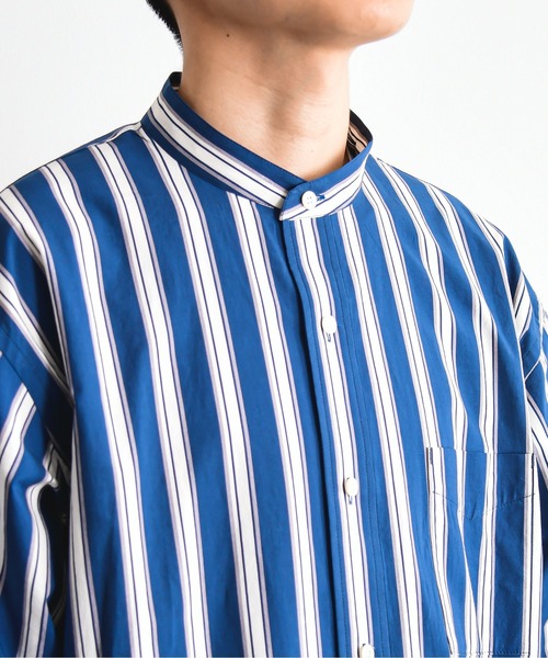 KIIT(キート)の「KIIT キート / 60/-TYPEWRITER CLOTH STRIPE PRINT OHMIZARASI FINISH 2WAY COLLAR SHIRT タイプライタークロス ストライププリント 近江晒加工 カラーシャツ / KIO-B98-012(シャツ/ブラウス・メンズ・ダークグリーン/ブルー・3/1/2)」の20枚目の写真
