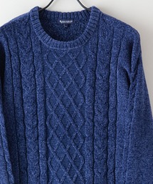 【BLUE STANDARD/ブルースタンダード】ふんわりもちもちのやみつきな触り心地 ふわもちモール ウォッシャブル アランクルーセーター ニット