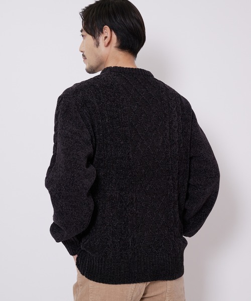 Blue Standard (ブルースタンダード)の「【BLUE STANDARD/ブルースタンダード】ふんわりもちもちのやみつきな触り心地 ふわもちモール ウォッシャブル アランクルーセーター ニット(ニット/セーター・メンズ・グリーン/オフホワイト/ブラック/ベージュ/ネイビー・X-LARGE/LARGE/MEDIUM)」の21枚目の写真