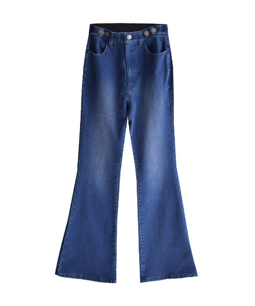 zootie(ズーティー)の「ももきもう 裏起毛フレアパンツ(その他パンツ・レディース・チャコール/ライトインディゴブルー/オリーブ/ピンク/グリーン/イエロー/インディゴブルー/ブルー/ブラック/ベージュ・M/L)」の16枚目の写真