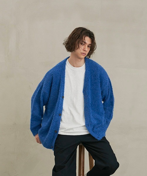 Revo.(レボ)の「revo.モヘアタッチ シャギーニット カーディガン 韓国 ファッション ストリート ユニセックス(カーディガン/ボレロ・メンズ・ロイヤルブルー/グリーン/レッド/ブラック/グレー・MEDIUM/LARGE)」の8枚目の写真