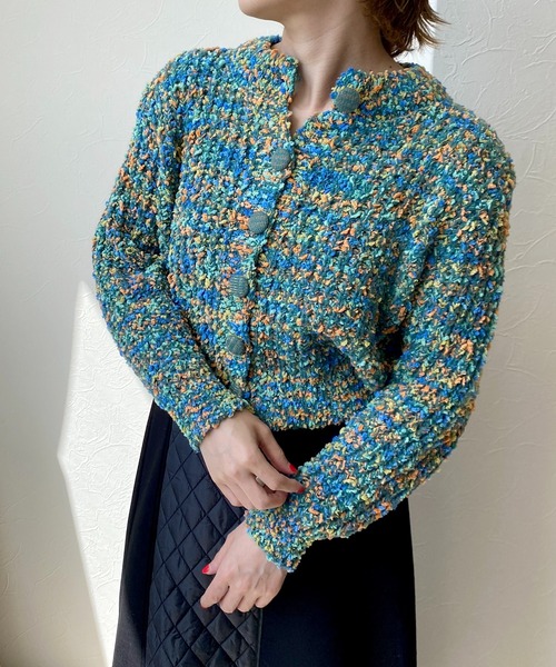 LHELBIE(レルビエ)の「ネップニットショートカーディガン(カーディガン/ボレロ・レディース・ホワイト/グリーン・M)」の12枚目の写真