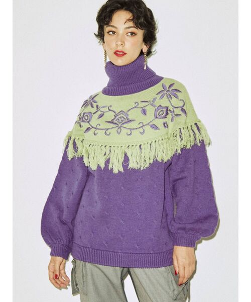 jouetie（ジュエティ）の「フラワーフリンジニット（ニット/セーター