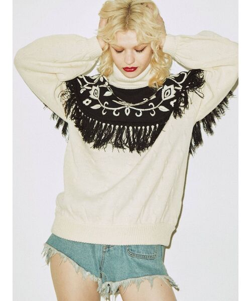 jouetie（ジュエティ）の「フラワーフリンジニット（ニット/セーター