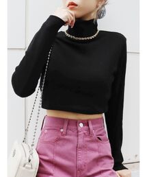 EVRIS | BASICクロップドハイネックトップス(Tシャツ/カットソー)