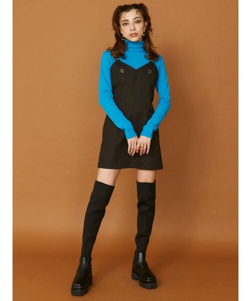 EVRIS（エヴリス）の「BASICクロップドハイネックトップス（Tシャツ/カットソー・レディース・ブラック/ブルー/パープル/ホワイト・FREE）」の12枚目の写真