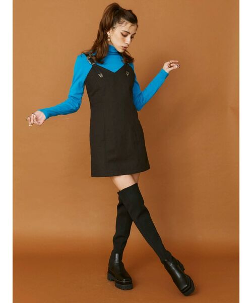 EVRIS（エヴリス）の「BASICクロップドハイネックトップス（Tシャツ/カットソー・レディース・ブラック/ブルー/パープル/ホワイト・FREE）」の13枚目の写真