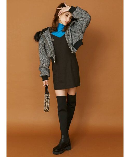 EVRIS（エヴリス）の「BASICクロップドハイネックトップス（Tシャツ/カットソー・レディース・ブラック/ブルー/パープル/ホワイト・FREE）」の14枚目の写真