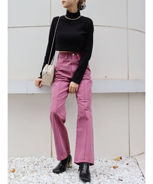 EVRIS（エヴリス）の「BASICクロップドハイネックトップス（Tシャツ/カットソー・レディース・ブラック/ブルー/パープル/ホワイト・FREE）」の17枚目の写真