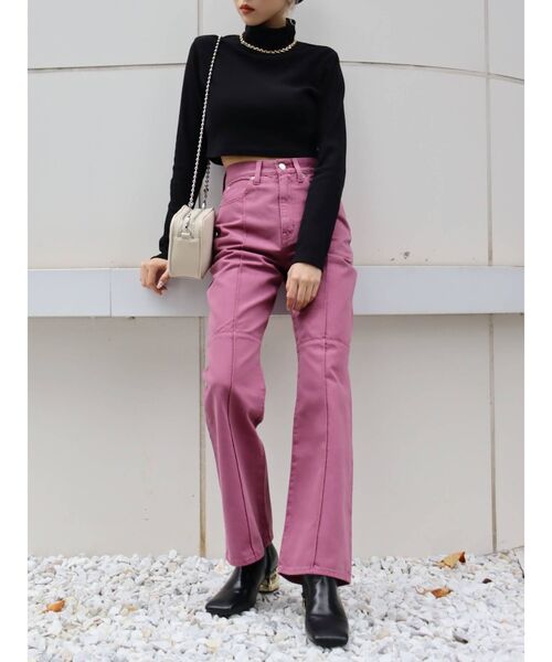 EVRIS（エヴリス）の「BASICクロップドハイネックトップス（Tシャツ/カットソー・レディース・ブラック/ブルー/パープル/ホワイト・FREE）」の18枚目の写真