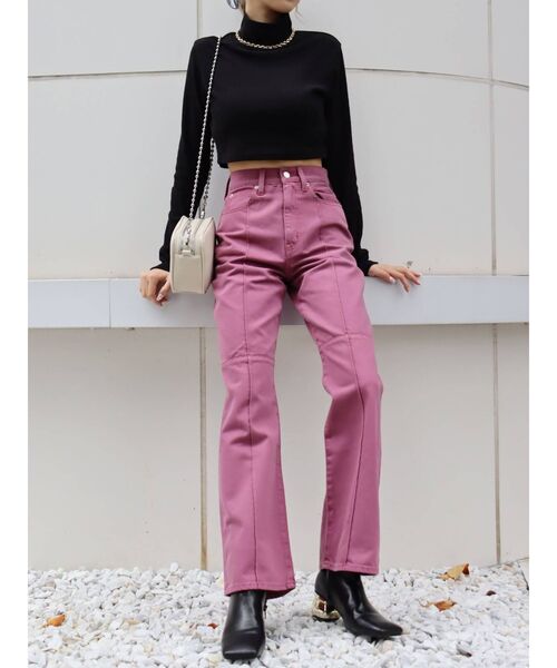 EVRIS（エヴリス）の「BASICクロップドハイネックトップス（Tシャツ/カットソー・レディース・ブラック/ブルー/パープル/ホワイト・FREE）」の19枚目の写真