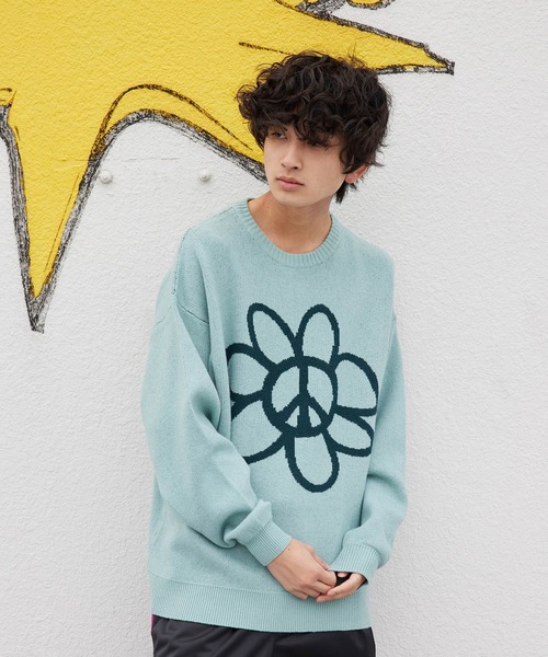 re_k by JUNRED（レクバイジュンレッド）の「re_k by JUNRED / ピースデイジージャガードニットプルオーバー（ニット/セーター・メンズ・チャコールグレー/ライトグレー/ミント・S/M/L）」の21枚目の写真