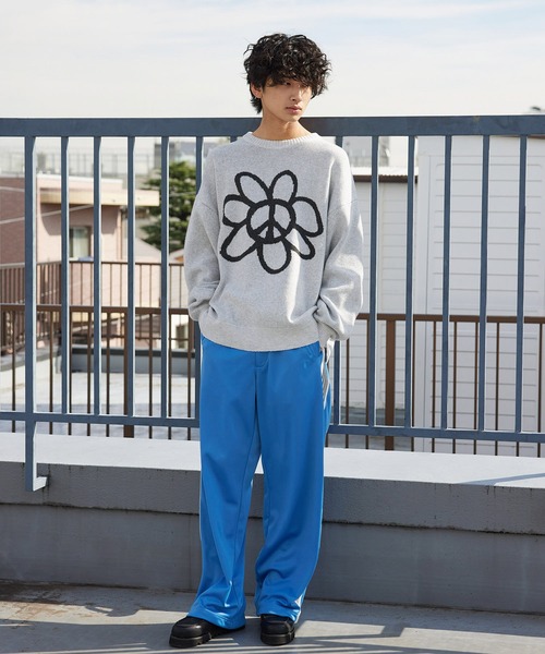 re_k by JUNRED（レクバイジュンレッド）の「re_k by JUNRED / ピースデイジージャガードニットプルオーバー（ニット/セーター・メンズ・チャコールグレー/ライトグレー/ミント・S/M/L）」の18枚目の写真