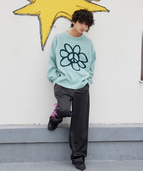 re_k by JUNRED（レクバイジュンレッド）の「re_k by JUNRED / ピースデイジージャガードニットプルオーバー（ニット/セーター・メンズ・チャコールグレー/ライトグレー/ミント・S/M/L）」の16枚目の写真