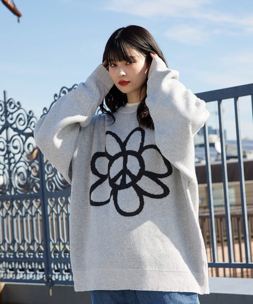 re_k by JUNRED（レクバイジュンレッド）の「re_k by JUNRED / ピースデイジージャガードニットプルオーバー（ニット/セーター・メンズ・チャコールグレー/ライトグレー/ミント・S/M/L）」の19枚目の写真