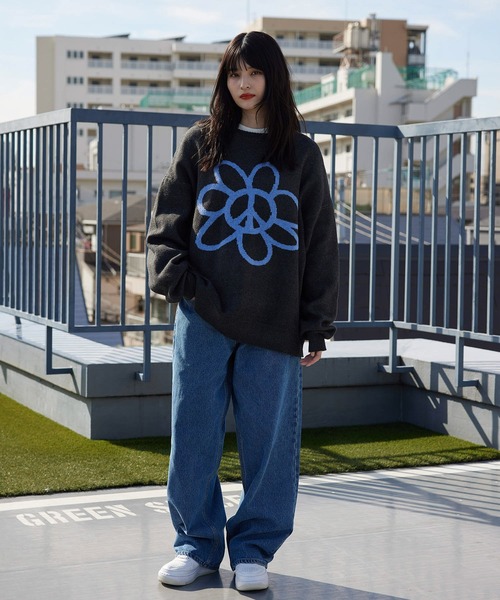 re_k by JUNRED（レクバイジュンレッド）の「re_k by JUNRED / ピースデイジージャガードニットプルオーバー（ニット/セーター・メンズ・チャコールグレー/ライトグレー/ミント・S/M/L）」の12枚目の写真