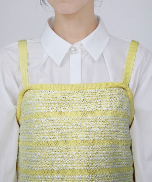VIS（ビス）の「【アンサンブル対応】ツイードニットビスチェ（キャミソール・レディース・ネイビー/イエロー/ホワイト系その他・FREE）」の14枚目の写真