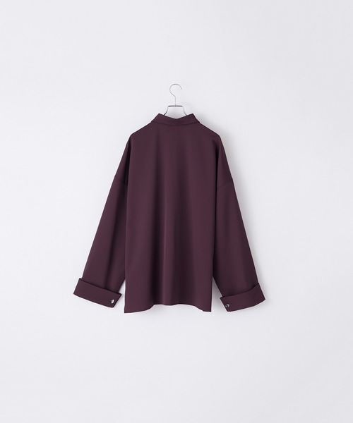 【2枚セット】LOOSE 比翼オーバーシャツ カフスデザイン ホワイト ブラック Loose/ルース（ルース）の「カフスデザイン 比翼オーバーシャツ