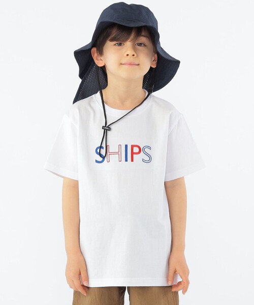 SHIPS(シップス)の「SHIPS KIDS:100~160cm / SHIPS ロゴ TEE(Tシャツ/カットソー・キッズ・ホワイト系/ライトホワイト/クリーム/ブルー/ピンク/ネイビー/ダークブルー/ラベンダー/オフホワイト・100/110/120/130/S/145/M/160)」の4枚目の写真