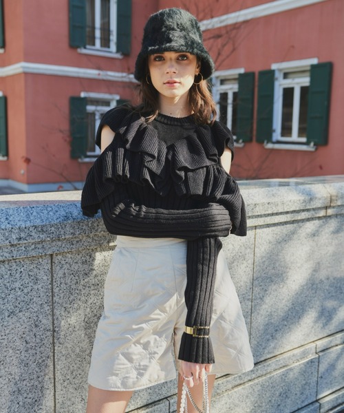 VIOLETTA（ヴィオレッタ）の「フリルリブニットトップス（ニット