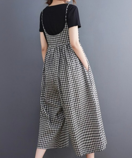 Loueme（ルエム）の「【23S/S】ギンガムチェックキャミサロペット