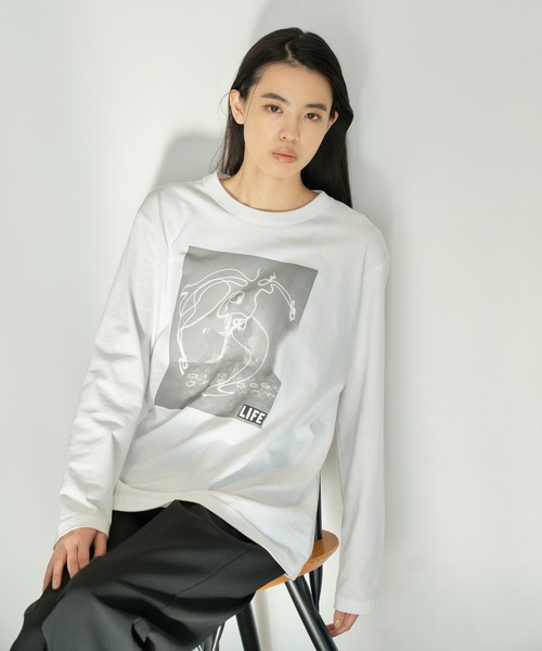 eL（エル）の「【eL】LIFE Picasso TEE/189537（Tシャツ/カットソー・レディース・ブラック/ホワイト・FREE）」の3枚目の写真