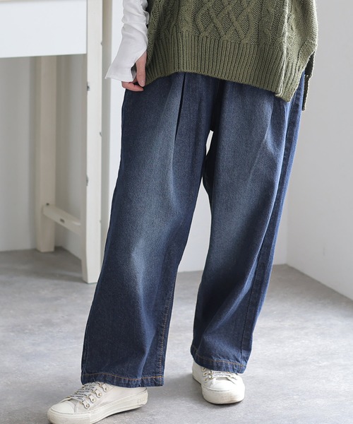 ElegChic(エレグシック)の「前バックルバルーンデニムパンツ(デニムパンツ・レディース・ブルー/ワンウォッシュ/ネイビー・3L/L/M/4L/XL)」の2枚目の写真