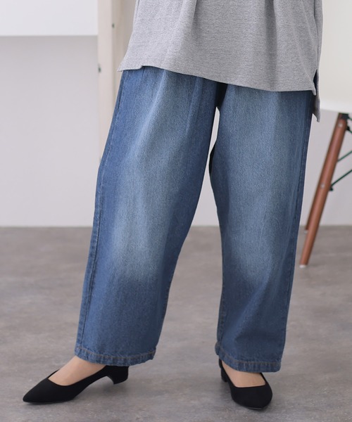 ElegChic(エレグシック)の「前バックルバルーンデニムパンツ(デニムパンツ・レディース・ブルー/ワンウォッシュ/ネイビー・3L/L/M/4L/XL)」の4枚目の写真