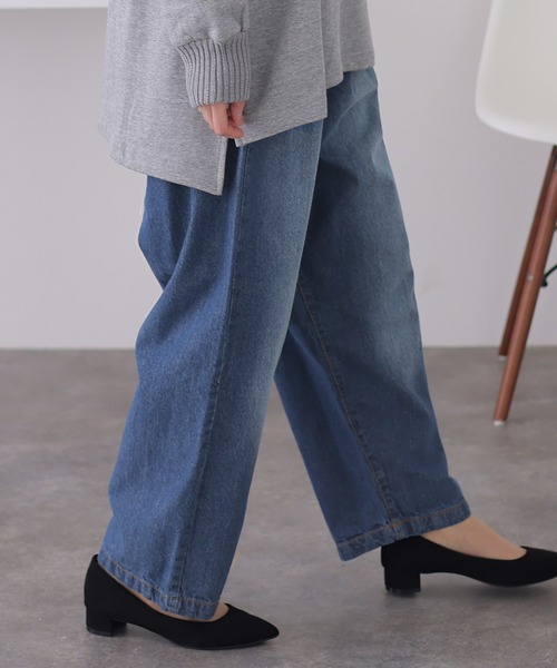 ElegChic(エレグシック)の「前バックルバルーンデニムパンツ(デニムパンツ・レディース・ブルー/ワンウォッシュ/ネイビー・3L/L/M/4L/XL)」の5枚目の写真