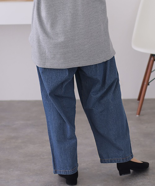 ElegChic(エレグシック)の「前バックルバルーンデニムパンツ(デニムパンツ・レディース・ブルー/ワンウォッシュ/ネイビー・3L/L/M/4L/XL)」の6枚目の写真