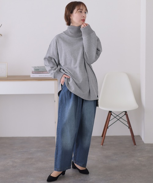 ElegChic(エレグシック)の「前バックルバルーンデニムパンツ(デニムパンツ・レディース・ブルー/ワンウォッシュ/ネイビー・3L/L/M/4L/XL)」の7枚目の写真