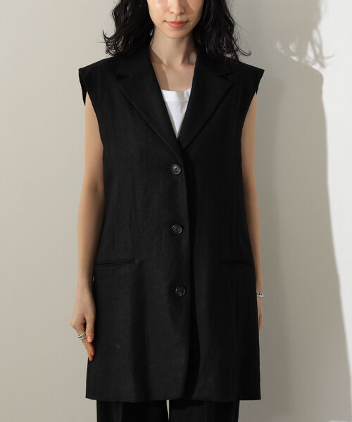 美品✨　デミルクスビームス　ロングジレ　ベスト　濃紺　日本製　サイズ36 Demi-Luxe BEAMS ベスト ジレ ウール リバー ロングジレ