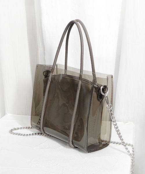 minia(ミニア)の「カラークリア2WAYバッグ(ショルダーバッグ・レディース・グリーン/グレイッシュベージュ/パープル・FREE)」の13枚目の写真