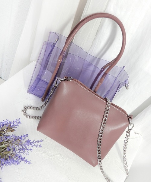 minia(ミニア)の「カラークリア2WAYバッグ(ショルダーバッグ・レディース・グリーン/グレイッシュベージュ/パープル・FREE)」の14枚目の写真