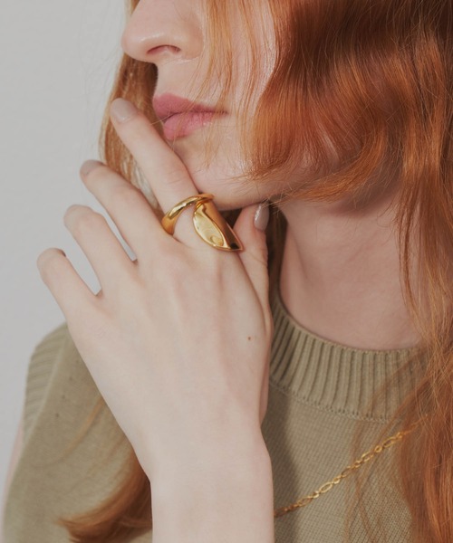 loni（ロニ）の「【金属アレルギー対応】Benjamin asymmetry ring（アシンメトリーデザインリング）（リング・レディース・ゴールド/シルバー・#11/#13）」の7枚目の写真