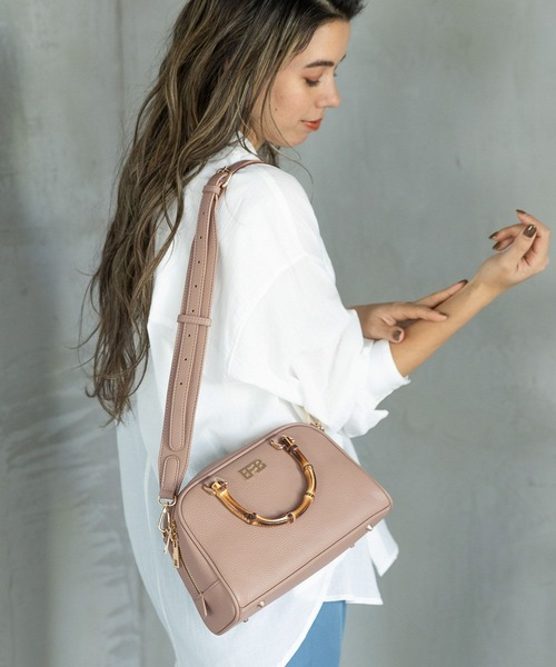 BAYFLOW（ベイフロー）の「バンブーボストンバッグ（ボストンバッグ・レディース・ブラック/ベージュ/オレンジ・FREE）」の2枚目の写真