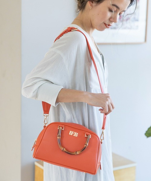 BAYFLOW（ベイフロー）の「バンブーボストンバッグ（ボストンバッグ・レディース・ブラック/ベージュ/オレンジ・FREE）」の3枚目の写真